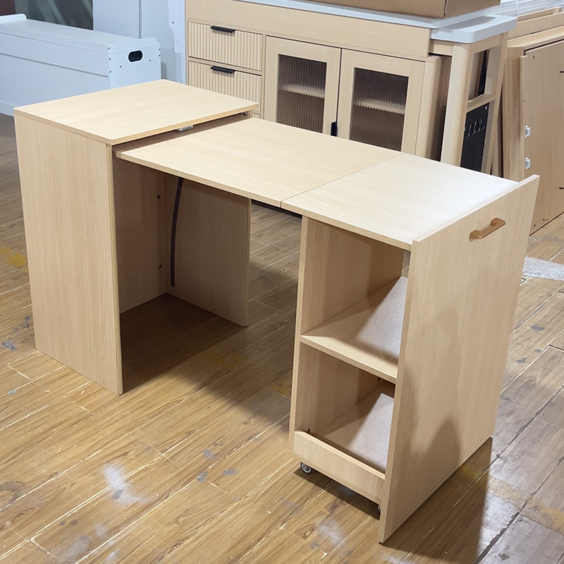 Minimalist White Rolling Foldable Desk Extendable Dining Table Compact All in One Furniture for Home Office