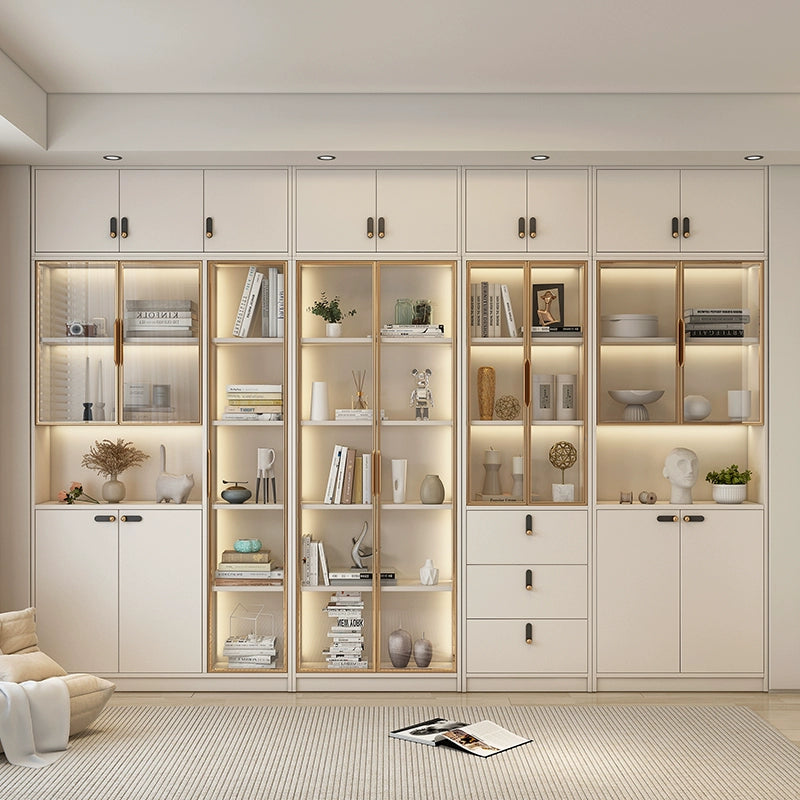 Household bookcase integrated whole wall to top dust-proof glass door modern simple light luxury floor-to-wall display cabinet customization