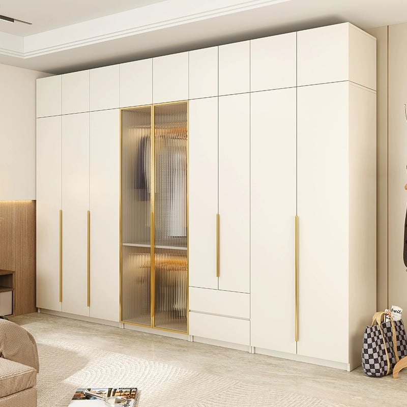 Nordic solid wood wardrobe bedroom home modern simple one door to the top Internet celebrity wardrobe small apartment four or six door wardrobe