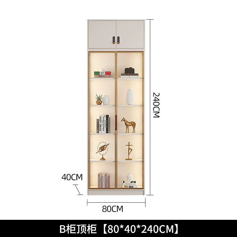 Household bookcase integrated whole wall to top dust-proof glass door modern simple light luxury floor-to-wall display cabinet customization