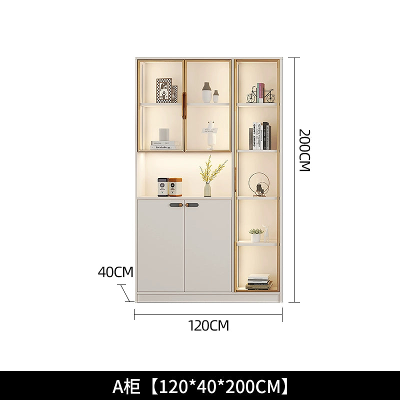 Household bookcase integrated whole wall to top dust-proof glass door modern simple light luxury floor-to-wall display cabinet customization