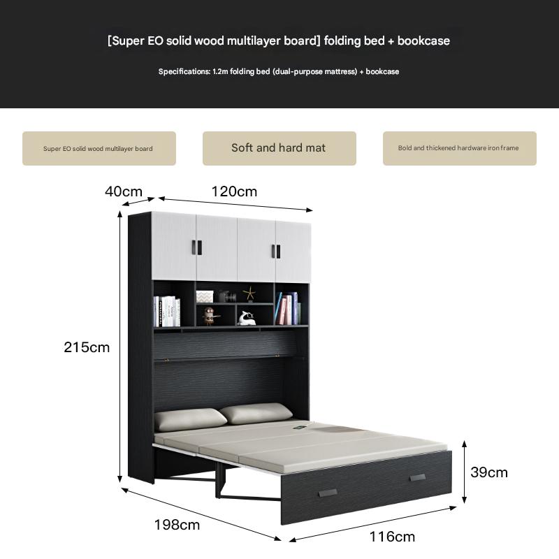 Multifunctional invisible folding bed Modern office high-end nap Hidden simple wall bed Bookcase dual-purpose