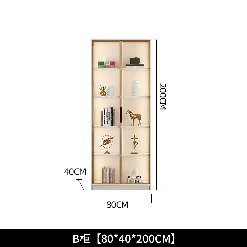 Household bookcase integrated whole wall to top dust-proof glass door modern simple light luxury floor-to-wall display cabinet customization