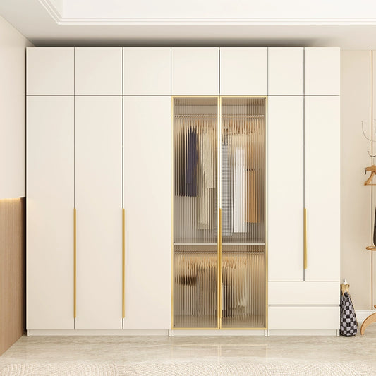 Nordic solid wood wardrobe bedroom home modern simple one door to the top Internet celebrity wardrobe small apartment four or six door wardrobe