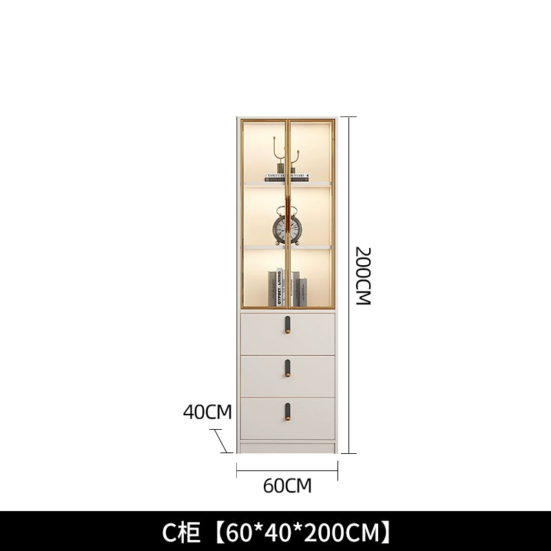 Household bookcase integrated whole wall to top dust-proof glass door modern simple light luxury floor-to-wall display cabinet customization