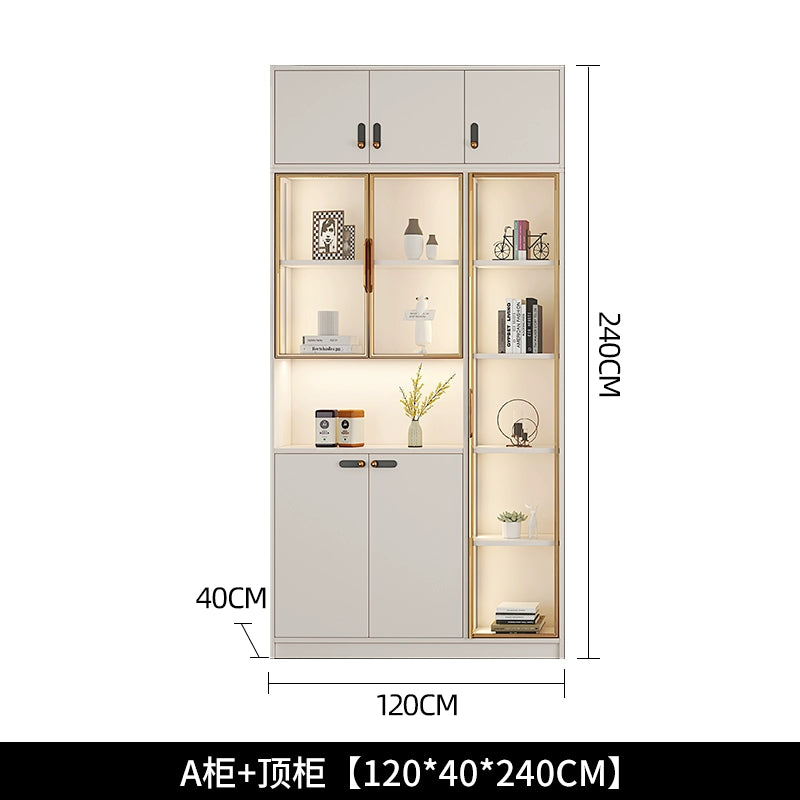 Household bookcase integrated whole wall to top dust-proof glass door modern simple light luxury floor-to-wall display cabinet customization