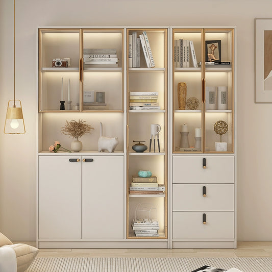 Household bookcase integrated whole wall to top dust-proof glass door modern simple light luxury floor-to-wall display cabinet customization