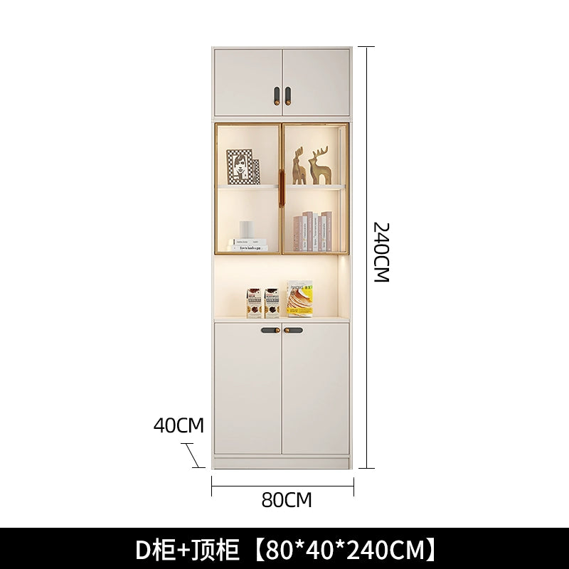 Household bookcase integrated whole wall to top dust-proof glass door modern simple light luxury floor-to-wall display cabinet customization