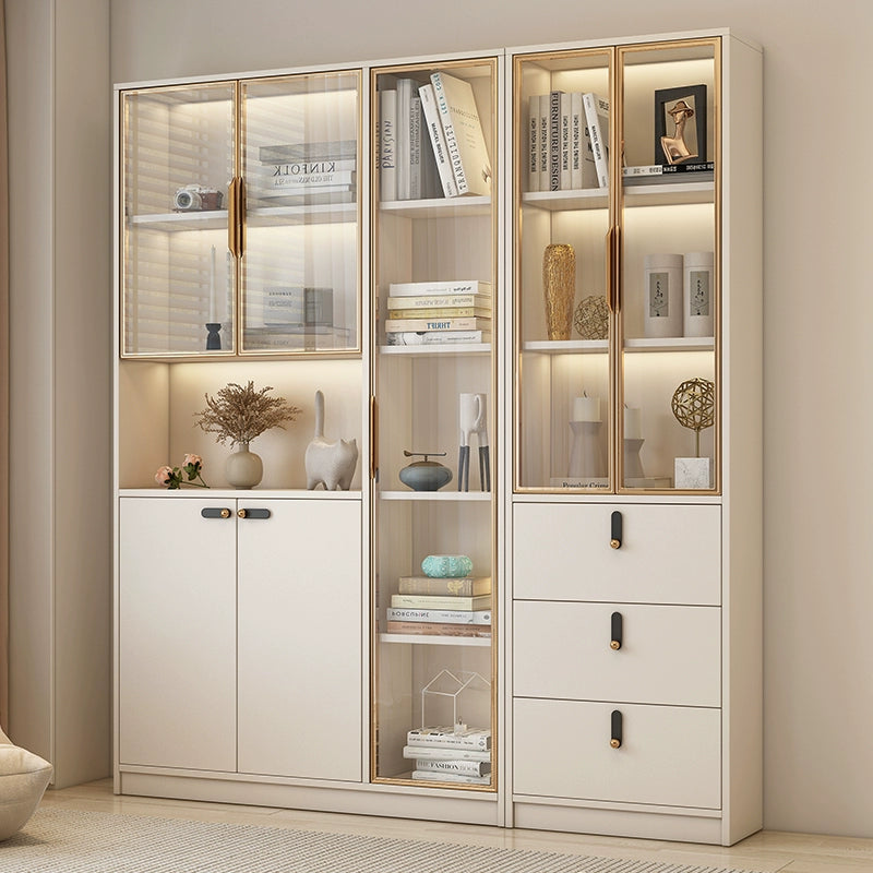 Household bookcase integrated whole wall to top dust-proof glass door modern simple light luxury floor-to-wall display cabinet customization